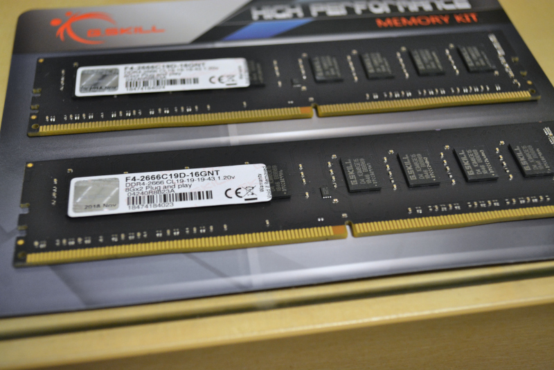 購入したメモリG.Skill F4-2666C19D-16GNT/計2枚で16GB